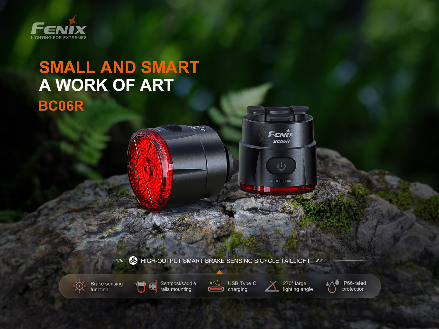 Fenix BC06R - Feu arrière de vélo à détection de freinage intelligent - 90 lumens - Revendeur Officiel Lampes FENIX depuis 2008 | Votre Boutique en ligne FENIX®