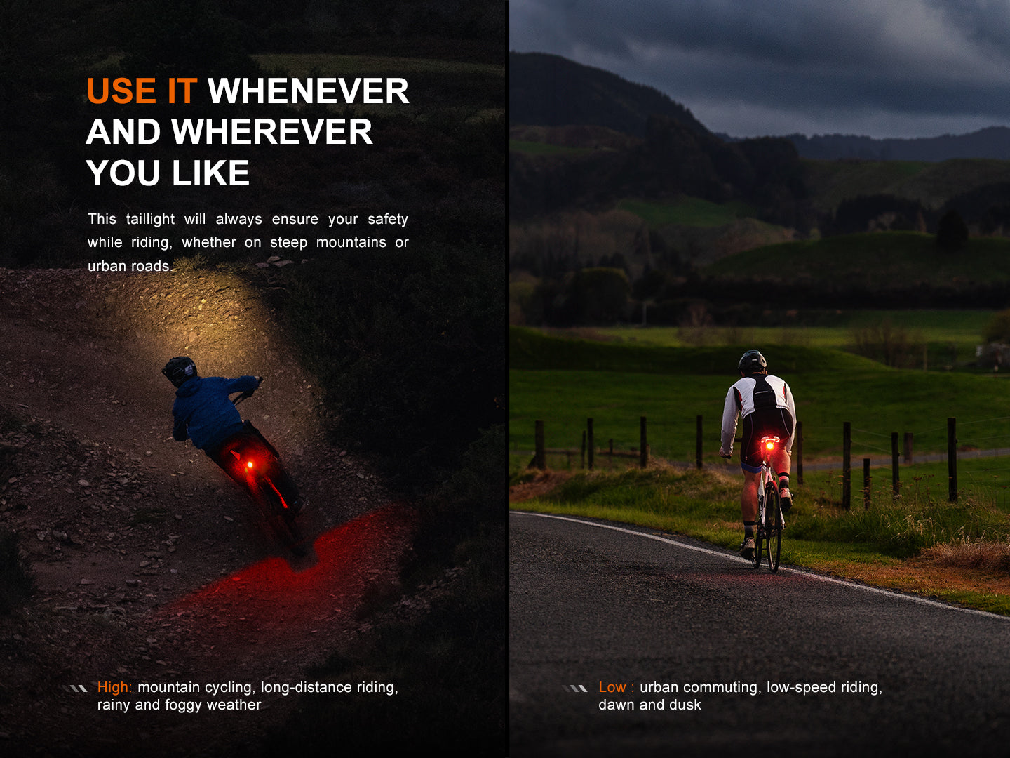 Fenix BC06R - Feu arrière de vélo à détection de freinage intelligent - 90 lumens - Revendeur Officiel Lampes FENIX depuis 2008 | Votre Boutique en ligne FENIX®