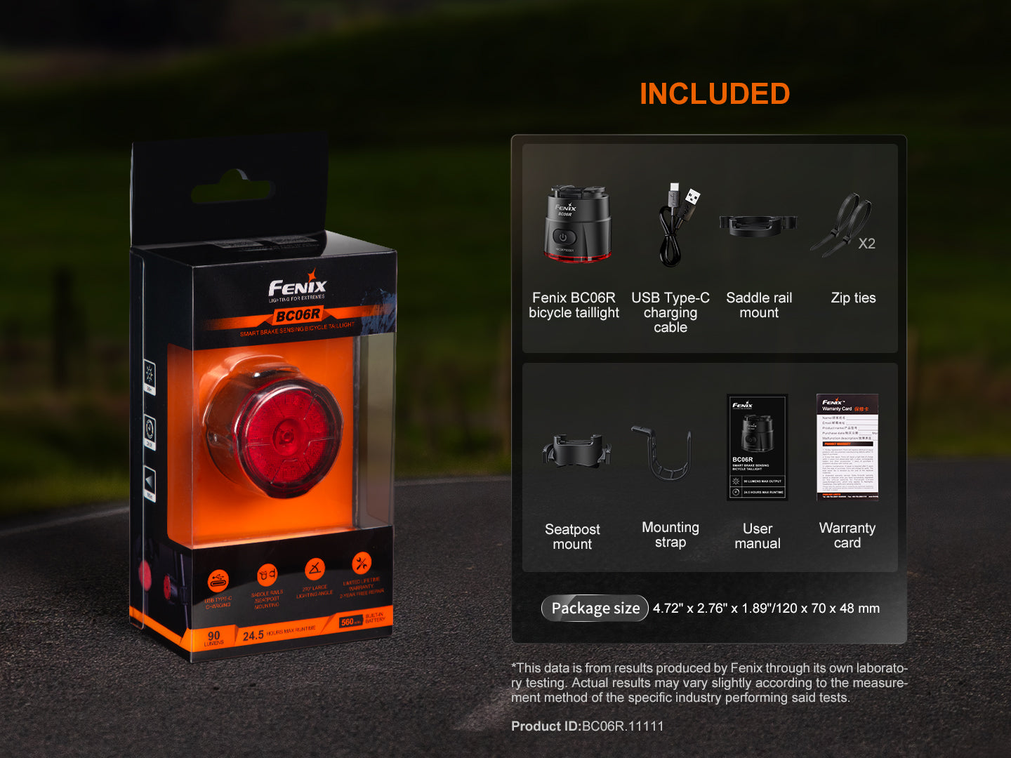 Fenix BC06R - Feu arrière de vélo à détection de freinage intelligent - 90 lumens - Revendeur Officiel Lampes FENIX depuis 2008 | Votre Boutique en ligne FENIX®