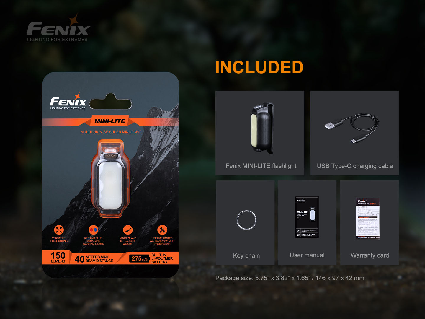Fenix MINI LITE - Mini lampe EDC multifonctions - 150 lumens - Revendeur Officiel Lampes FENIX depuis 2008 | Votre Boutique en ligne FENIX®