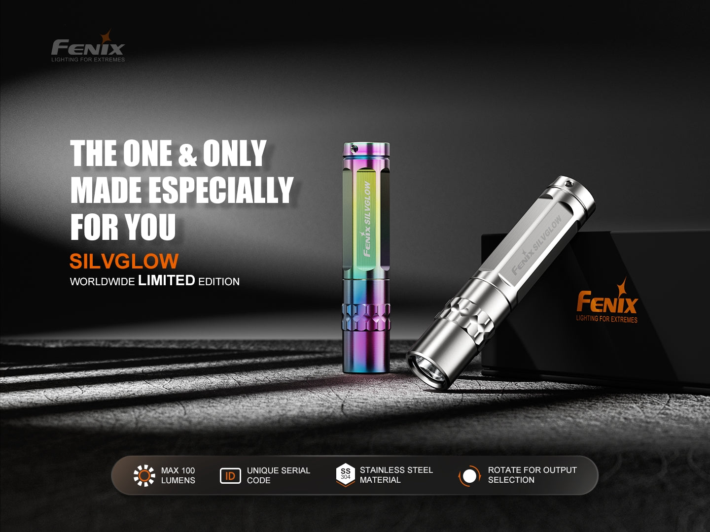 Fenix SILVGLOWN - Lampe de poche porte clé édition limitée - 100 lumens - Revendeur Officiel Lampes FENIX depuis 2008 | Votre Boutique en ligne FENIX®