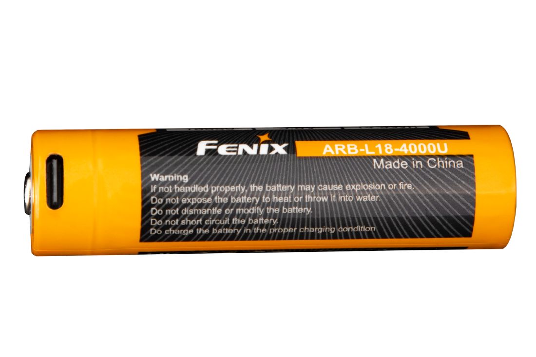 Fenix ARB-L18-4000U Batterie rechargeable 3.6V - 4000mAh - USB-C - Revendeur Officiel Lampes FENIX depuis 2008 | Votre Boutique en ligne FENIX®