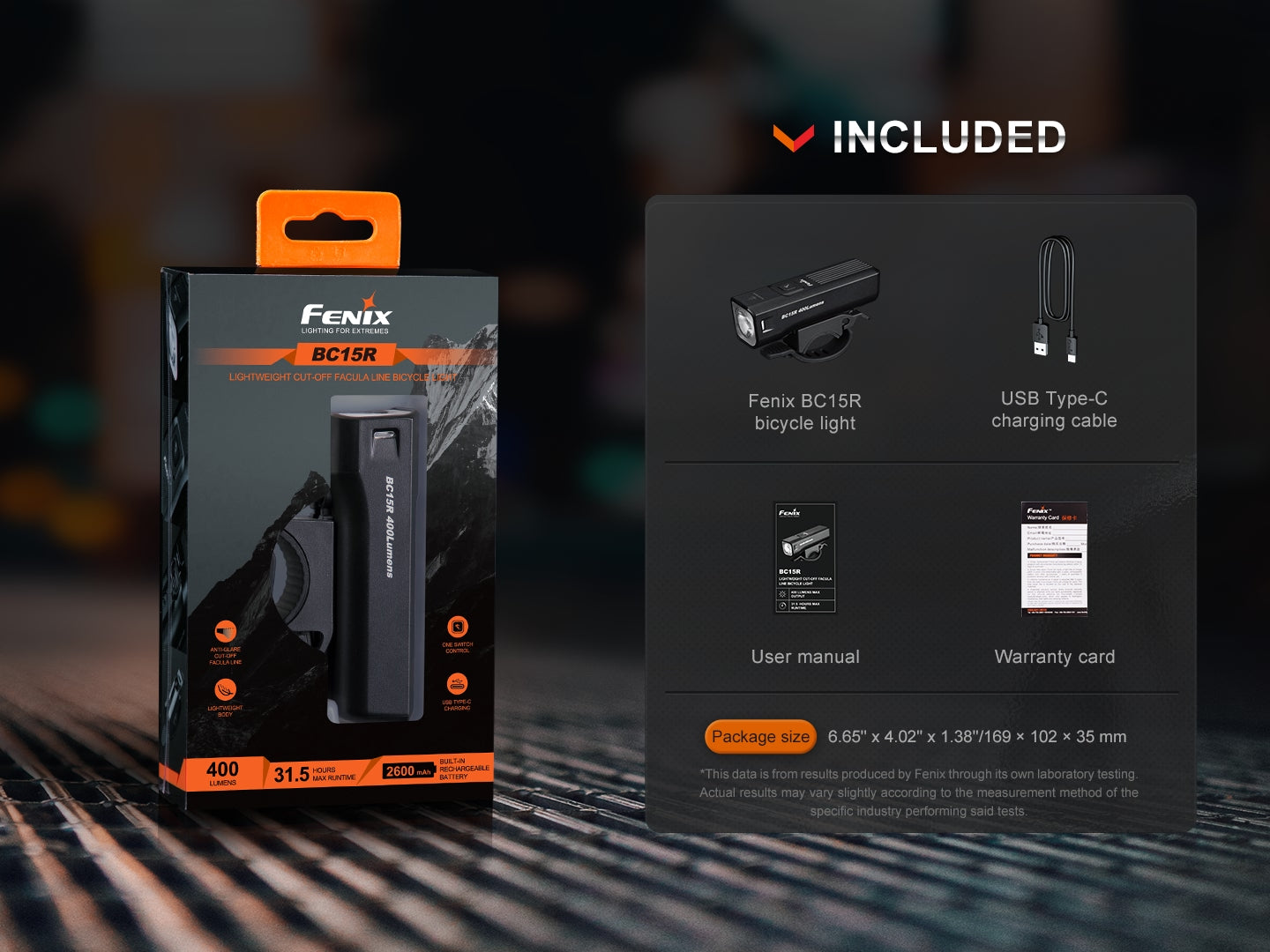 Fenix BC15R - lampe de vélo - 400 lumens - Rechargeable USB-C - Revendeur Officiel Lampes FENIX depuis 2008 | Votre Boutique en ligne FENIX®