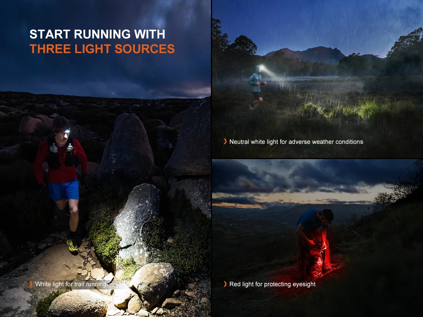 Fenix HP12R-T - Lampe frontale de trail running - 1300 lumens - Rechargeable USB-C