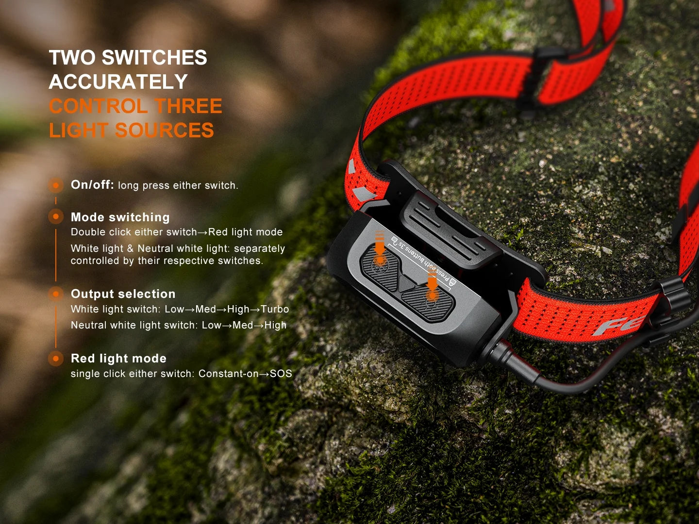Fenix HP12R-T - Lampe frontale de trail running - 1300 lumens - Rechargeable USB-C