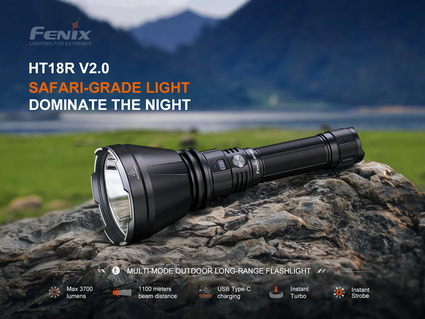 Fenix HT18R V2.0 - Lampe de poche multimodes longue portée - 3700 lumens