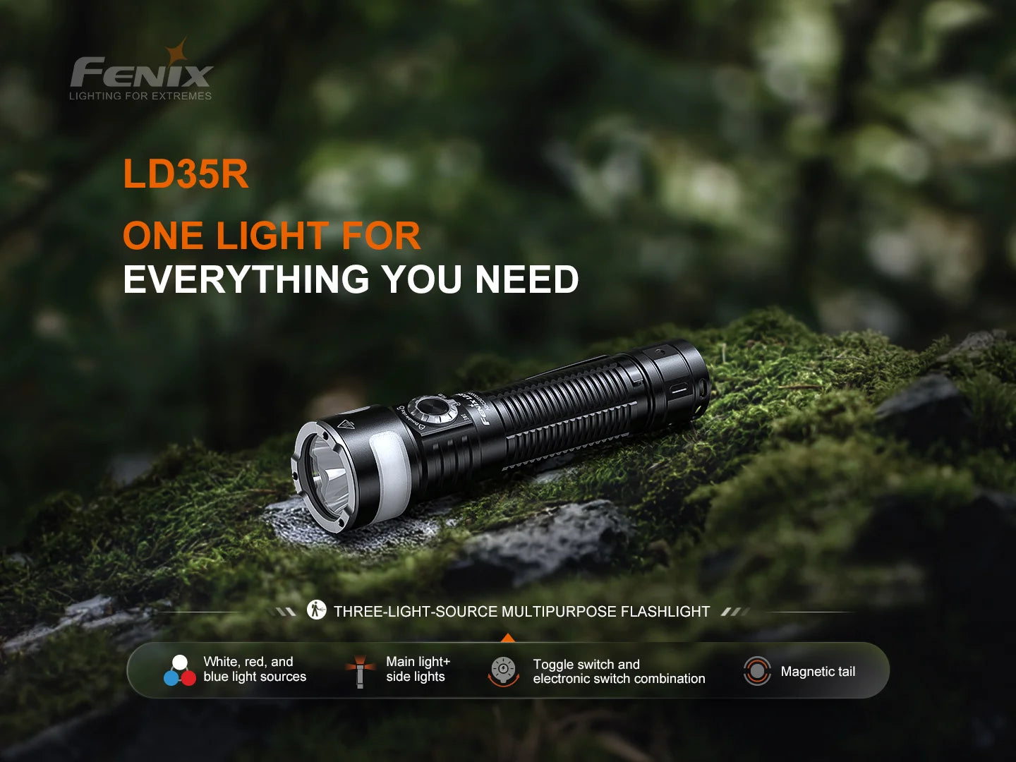 Fenix LD35R - Lampe de poche polyvalente à trois sources lumineuses - 1800 lumens