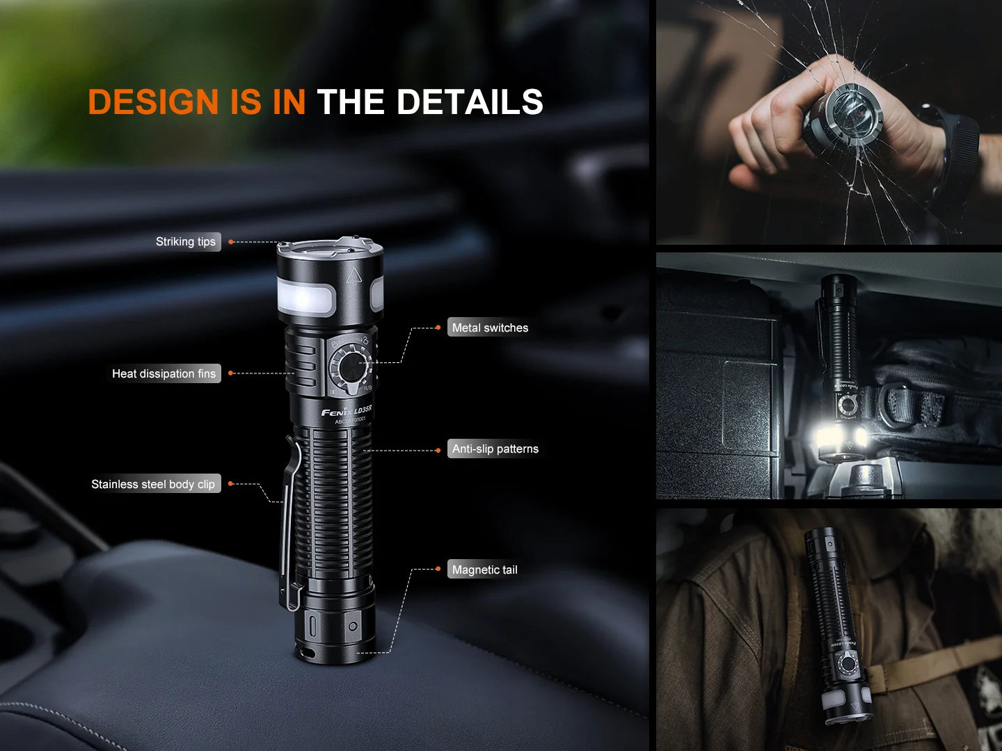 Fenix LD35R - Lampe de poche polyvalente à trois sources lumineuses - 1800 lumens