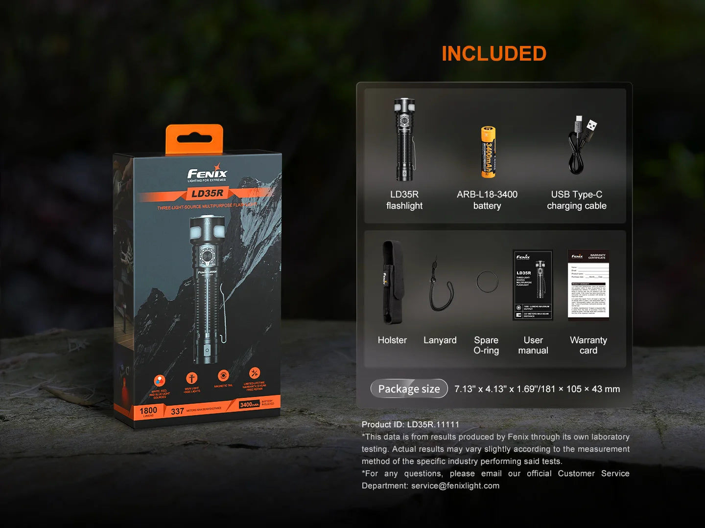 Fenix LD35R - Lampe de poche polyvalente à trois sources lumineuses - 1800 lumens