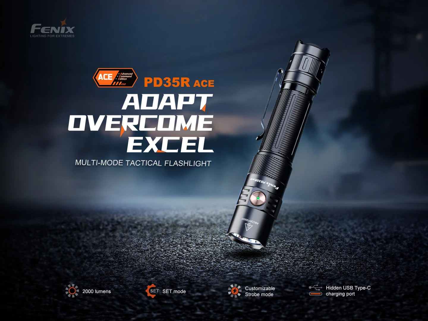 Fenix PACK - PD35R ACE 2000 lumens + CL01 ORANGE