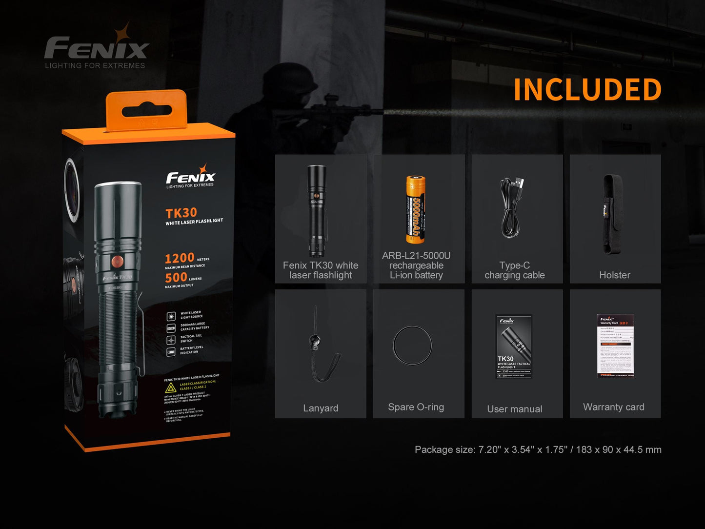 Fenix TK30 - 500 Lumens - Laser blanc portée 1200 mètres Revendeur Officiel Lampes FENIX depuis 2008 | Votre Boutique en ligne FENIX®