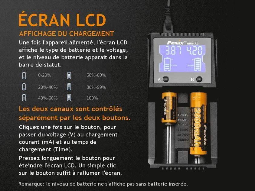 Fenix ARE-A2 - Chargeur de batterie intelligent à 2 canaux Site Officiel FENIX® - Votre boutique en ligne Fenix®