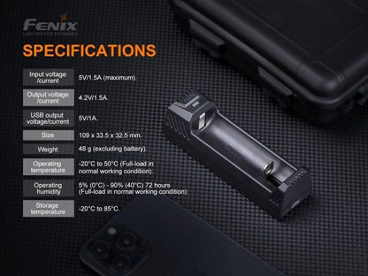 Fenix AREX1 V2 - Chargeur intelligent à canal unique Site Officiel FENIX® - Votre boutique en ligne Fenix®