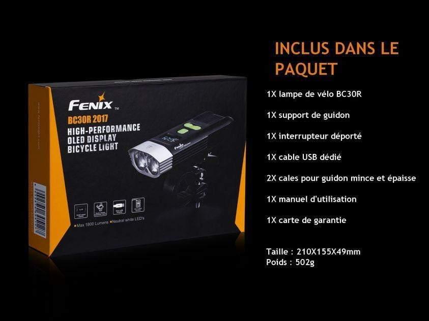 Fenix BC30R 2017 Edition - 1800 Lumens - avec batterie interne et chargeur USB - écran OLED Site Officiel FENIX® - Votre boutique en ligne Fenix®