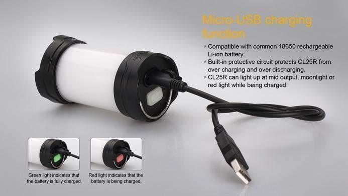 Fenix CL25R - lanterne led rechargeable + pile ARB-L2 - DARK BLACK Site Officiel FENIX® - Votre boutique en ligne Fenix®