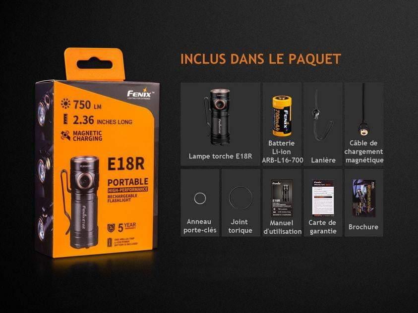Fenix E18R - 750 lumens - rechargeable et ultra compact Site Officiel FENIX® - Votre boutique en ligne Fenix®