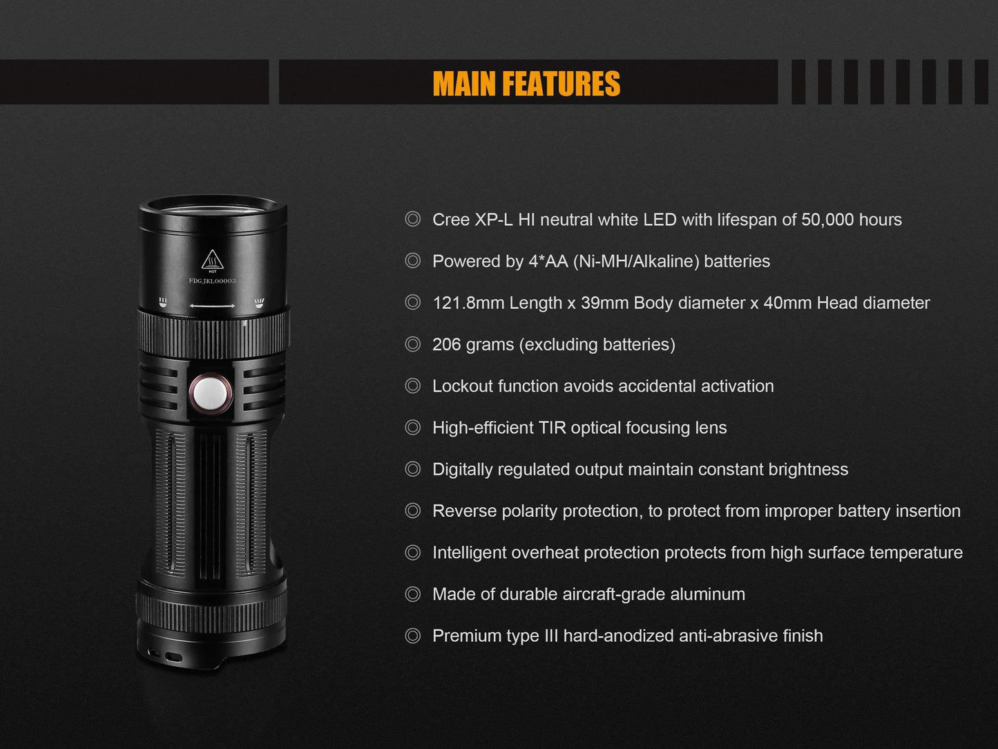 Fenix FD45 - 900 lumens - faisceau réglable Site Officiel FENIX® - Votre boutique en ligne Fenix®