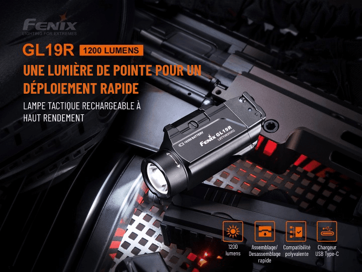 Fenix GL19R - Lampe tactique rechargeable à haut rendement - Max 1200 Lumens Revendeur Officiel Lampes FENIX depuis 2008 | Votre Boutique en ligne FENIX®