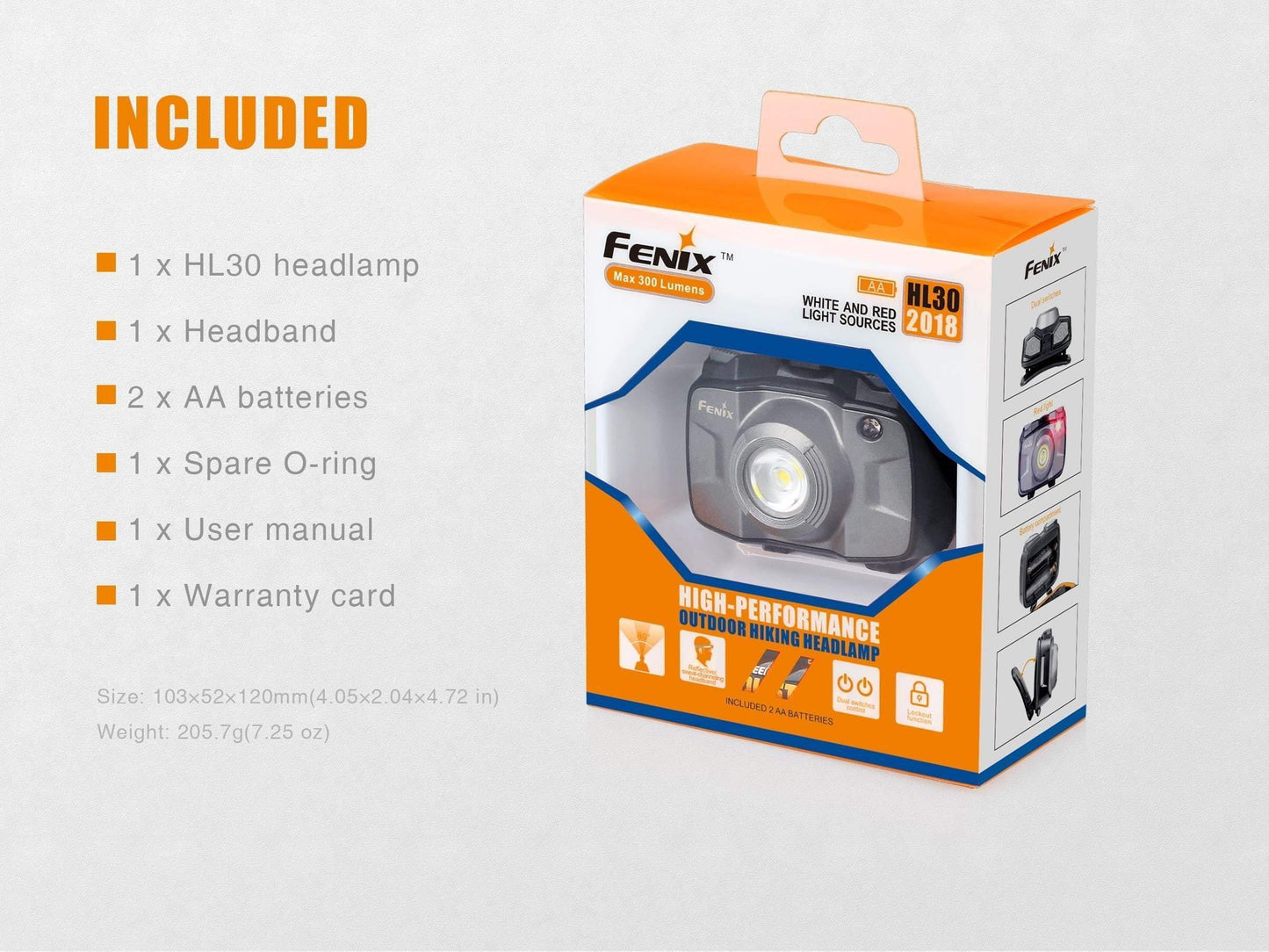 Fenix HL30 édition 2018 - 300 Lumens - piles incluses Site Officiel FENIX® - Votre boutique en ligne Fenix®