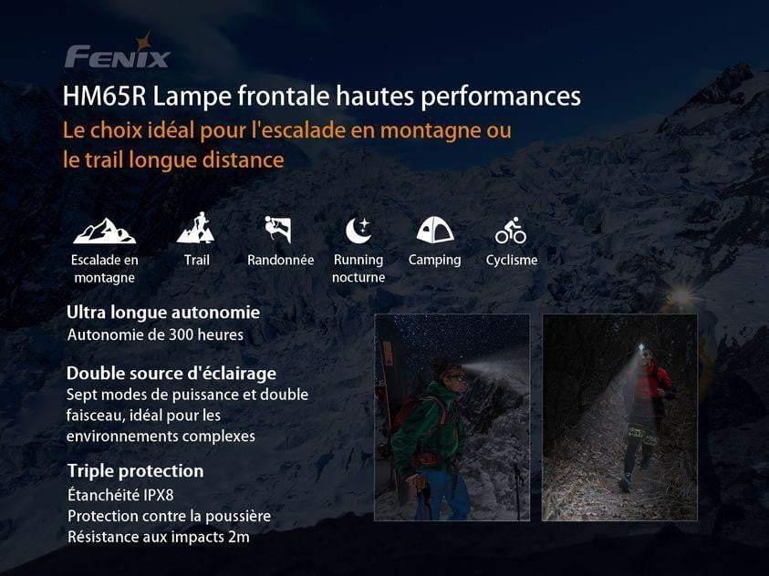 Fenix HM65R Frontale - double faisceau - 1400 lumens - rechargeable Site Officiel FENIX® - Votre boutique en ligne Fenix®