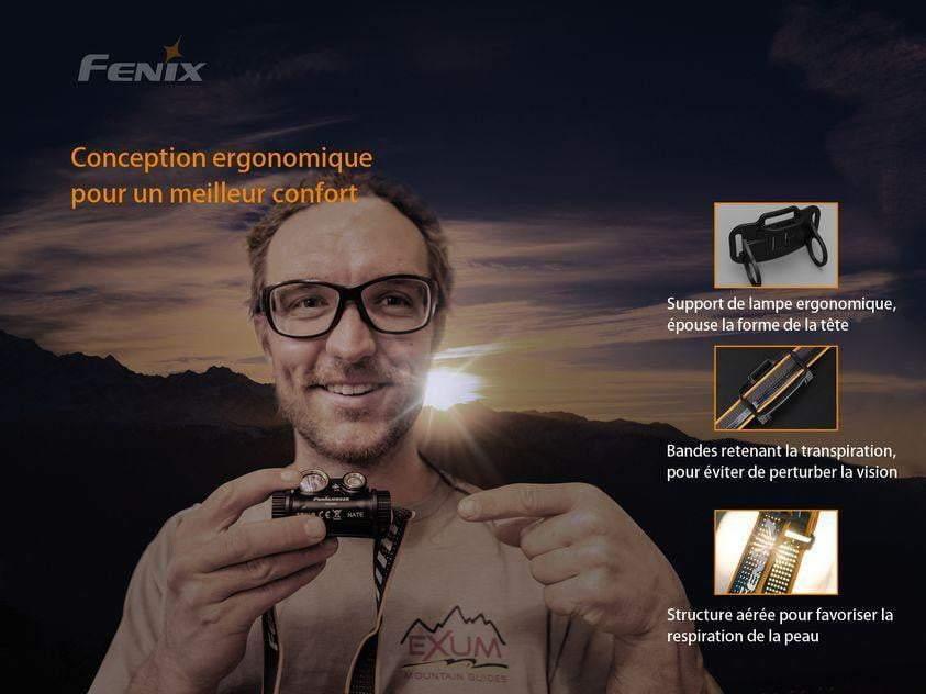 Fenix HM65R Frontale - double faisceau - 1400 lumens - rechargeable Site Officiel FENIX® - Votre boutique en ligne Fenix®