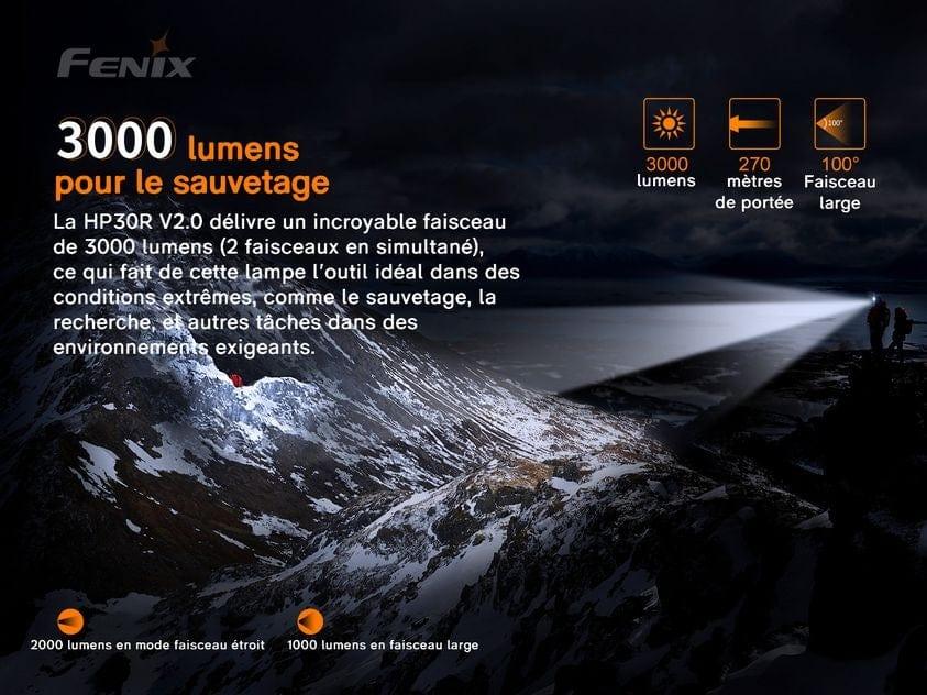 Fenix HP30R V2.0 - Frontale double faisceau - 3000 lumens Pack complet Revendeur Officiel Lampes FENIX depuis 2008 | Votre Boutique en ligne FENIX®