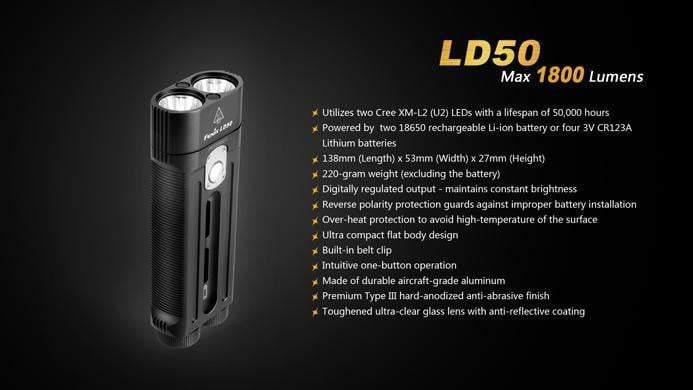 Fenix LD50 - 1800 Lumens Site Officiel FENIX® - Votre boutique en ligne Fenix®