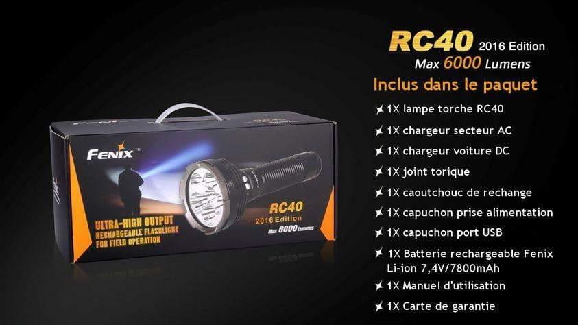 Fenix RC40 édition 2016 - 6000 Lumens - rechargeable avec pile et chargeur Site Officiel FENIX® - Votre boutique en ligne Fenix®