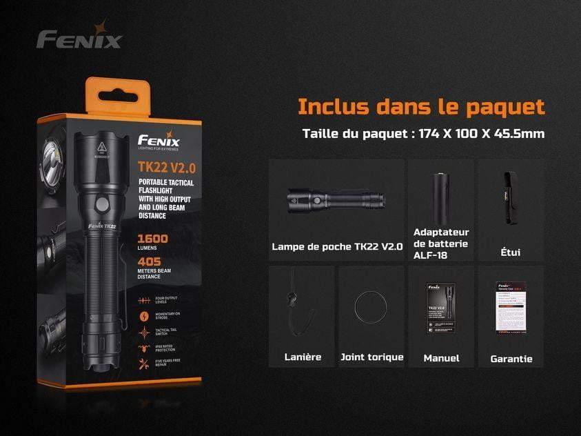 Fenix TK22 V2.0 - 1600 lumens - Lampe tactique avec stroboscope Site Officiel FENIX® - Votre boutique en ligne Fenix®