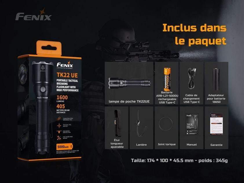Fenix TK22UE - Lampe tactique avec batterie incluse - 1600 lumens - brise-vitre - pack complet Site Officiel FENIX® - Votre boutique en ligne Fenix®