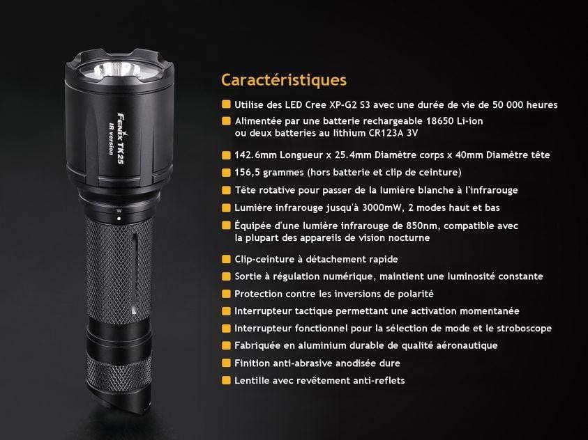 Fenix TK25 IR - 1000 Lumens - Blanc naturel et Infrarouge Site Officiel FENIX® - Votre boutique en ligne Fenix®