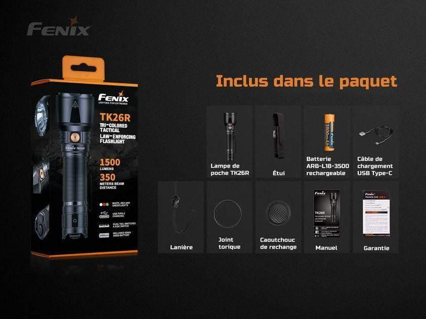 Fenix TK26R - lampe tactique avec lumière blanche, rouge et verte - 1500 lumens Site Officiel FENIX® - Votre boutique en ligne Fenix®