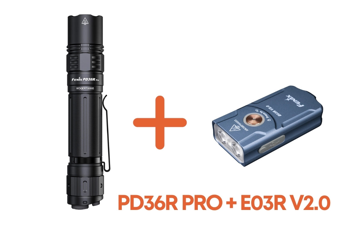 FENIX PACK - PD36R PRO 2800 Lumens + E03R BLEUE - Revendeur Officiel Lampes FENIX depuis 2008 | Votre Boutique en ligne FENIX®