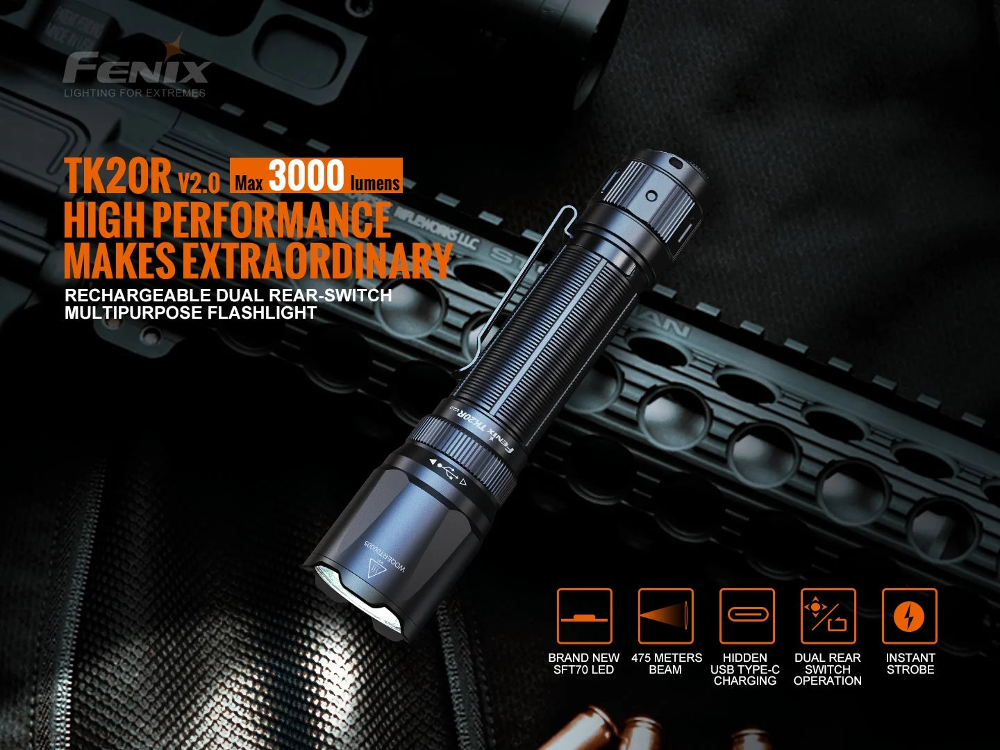 FENIX PACK - TK20R V2.0 - 3000 lumens + T5