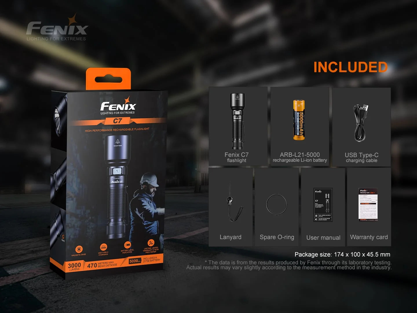 Fenix C7 - Lampe de poche rechargeable haute performance - Édition limitée - 3000 lumens