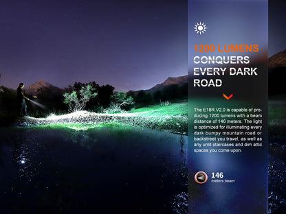 Fenix E18R V2.0 - Lampe de poche rechargeable - 1200 lumens - Coffret Cadeau