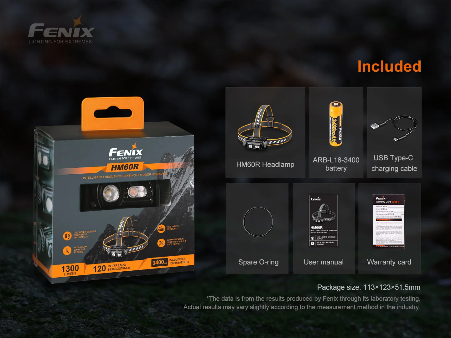 Fenix HM60R Camo - Lampe frontale intelligente à détecteur de fréquence - 1300 lumens