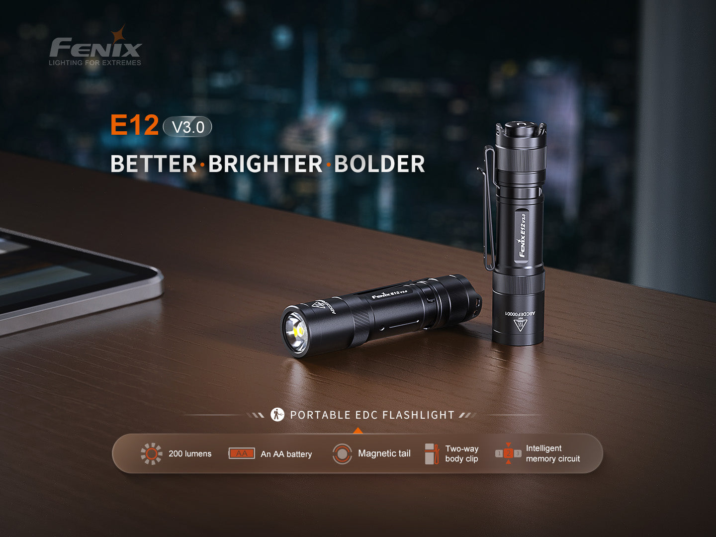 Fenix E12 V3.0 - Lampe de poche - 200 lumens - Revendeur Officiel Lampes FENIX depuis 2008 | Votre Boutique en ligne FENIX®