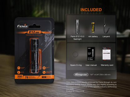 Fenix E12 V3.0 - Lampe de poche - 200 lumens - Revendeur Officiel Lampes FENIX depuis 2008 | Votre Boutique en ligne FENIX®