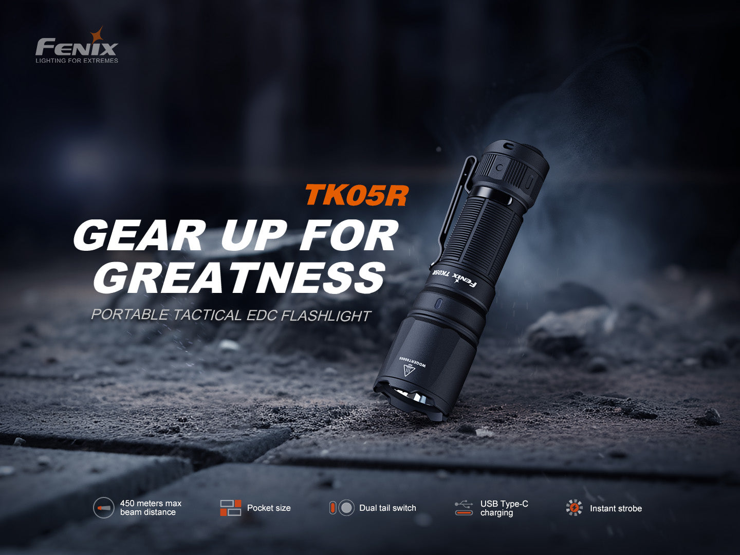 Fenix TK05R - Lampe de poche tactique rechargeable USB-C - 1000 lumens - Revendeur Officiel Lampes FENIX depuis 2008 | Votre Boutique en ligne FENIX®