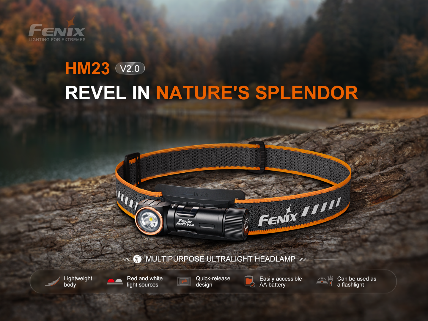 Fenix HM23 V2.0 - Lampe frontale ultralégère polyvalente - 300 lumens - Revendeur Officiel Lampes FENIX depuis 2008 | Votre Boutique en ligne FENIX®