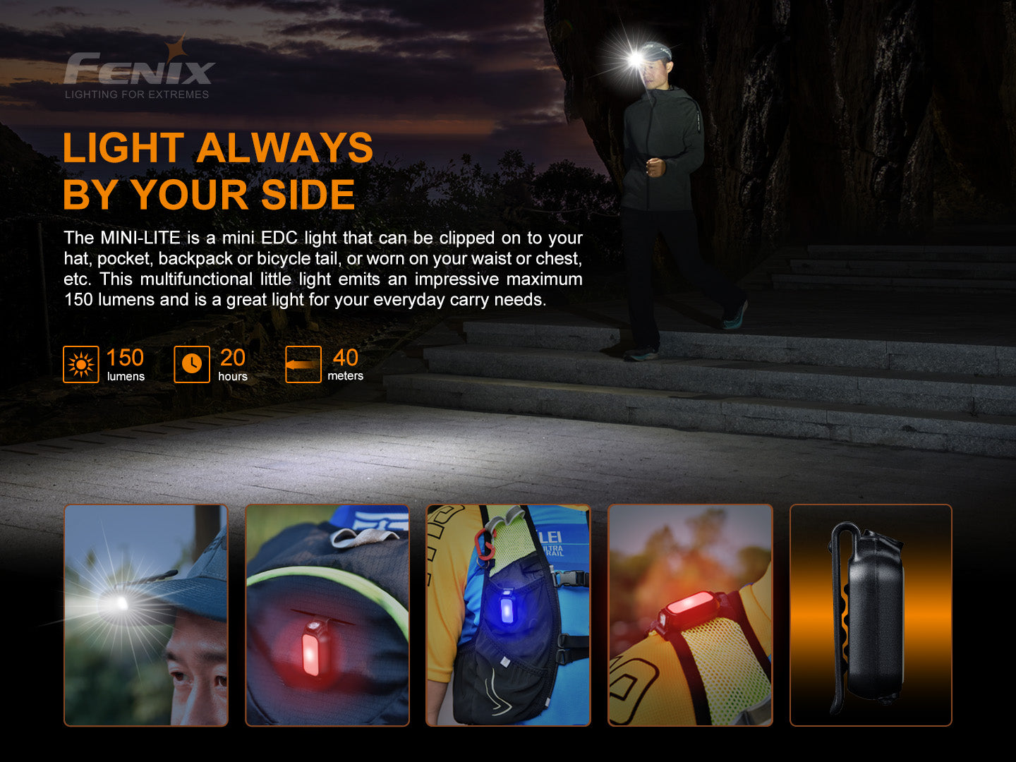 Fenix MINI LITE - Mini lampe EDC multifonctions - 150 lumens