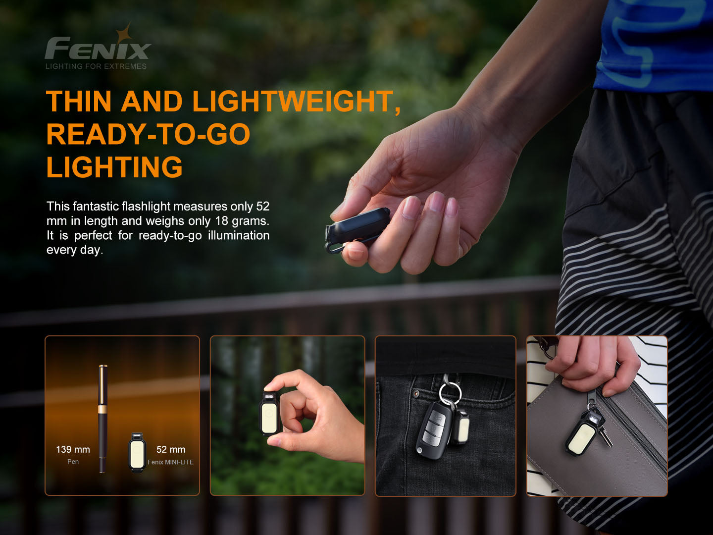 Fenix MINI LITE - Mini lampe EDC multifonctions - 150 lumens
