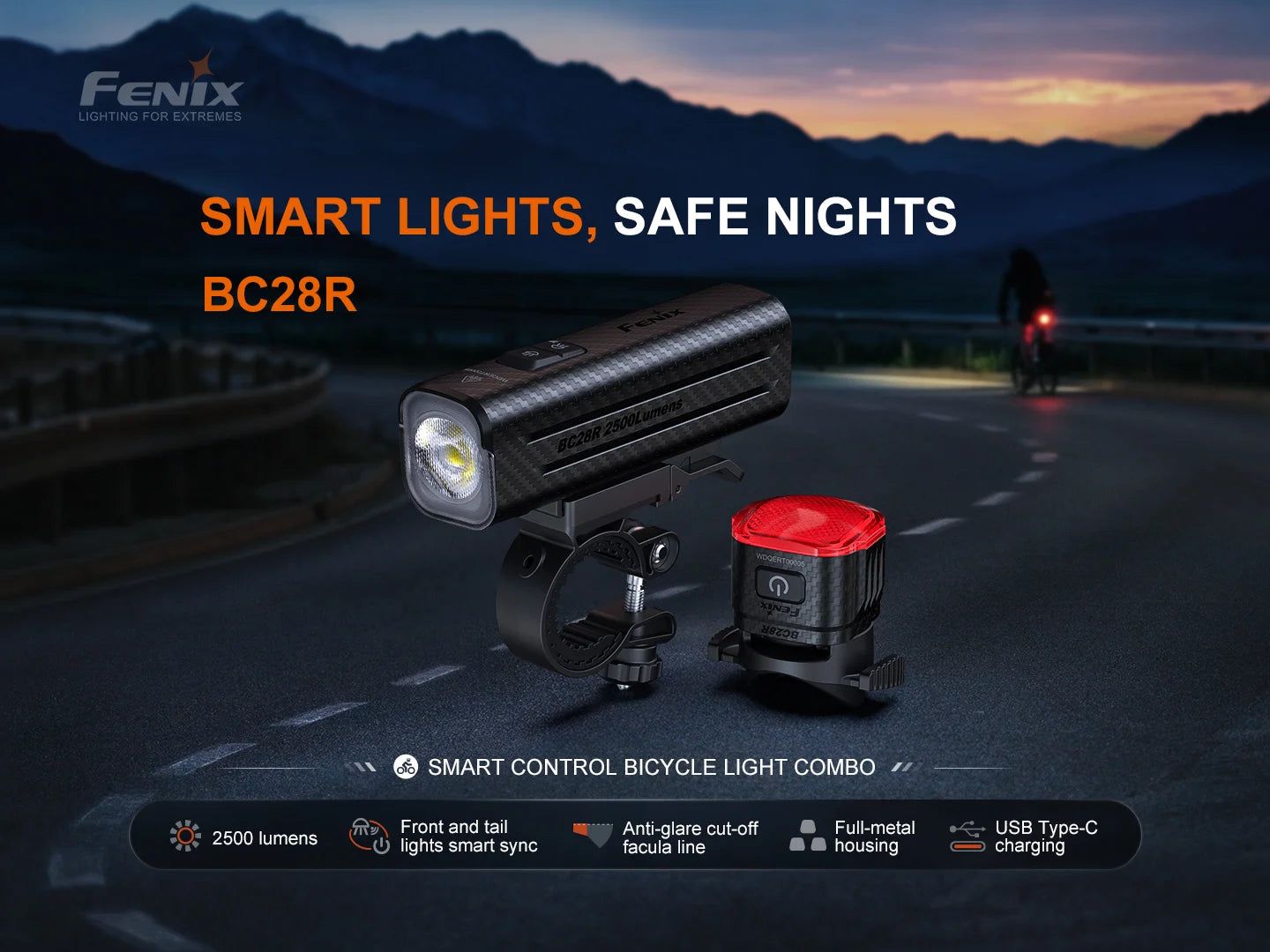 Fenix BC28R - Lampe de vélo à commande intelligente - 2500 lumens