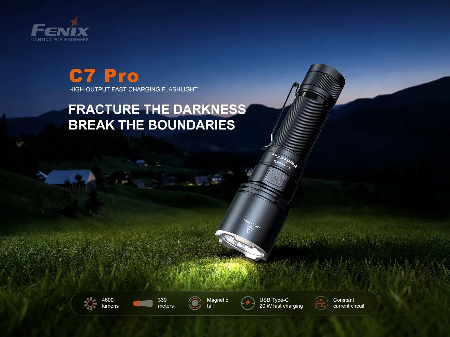 Fenix C7 PRO - Lampe de poche haute performance à charge rapide - 4600 lumens