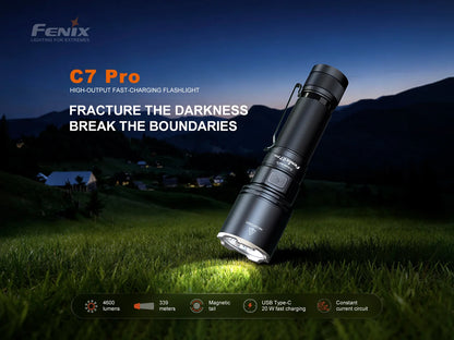 Fenix C7 PRO - Lampe de poche haute performance à charge rapide - 4600 lumens