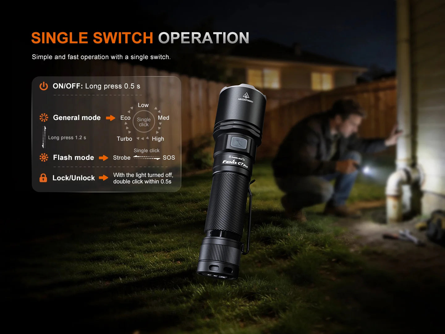 Fenix C7 PRO - Lampe de poche haute performance à charge rapide - 4600 lumens