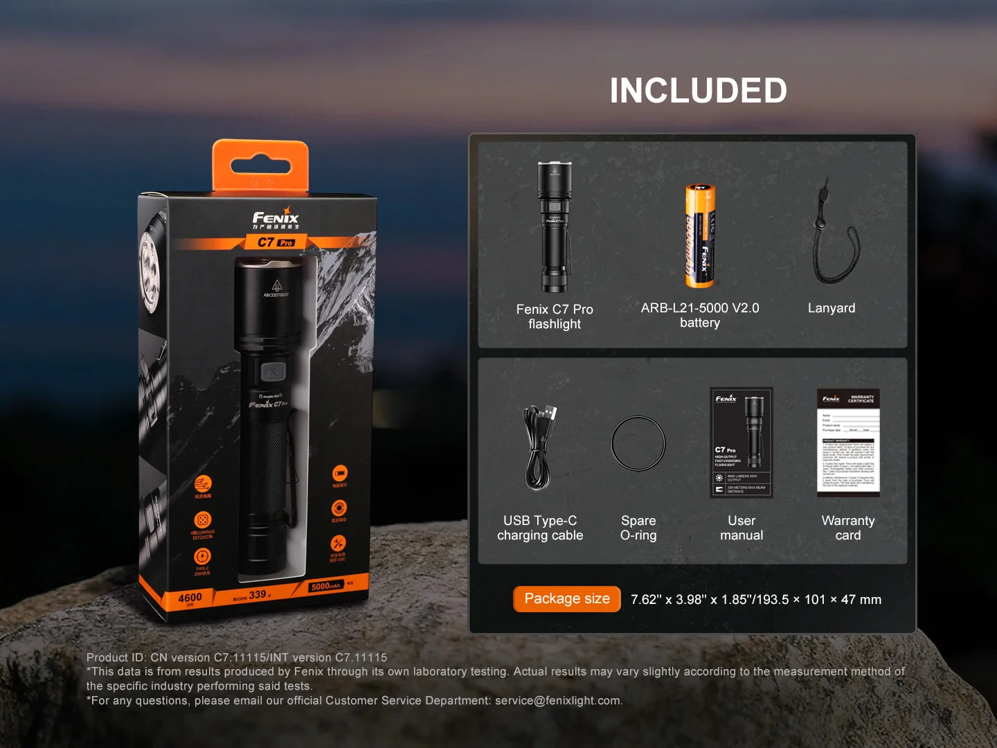 Fenix C7 PRO - Lampe de poche haute performance à charge rapide - 4600 lumens
