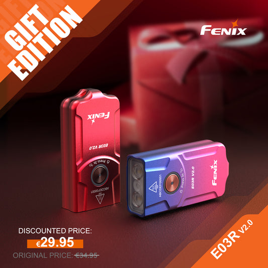 Fenix - E03R V2.0 - Lampe porte-clés en métal - 500 lumens - édition spéciale - Revendeur Officiel Lampes FENIX depuis 2008 | Votre Boutique en ligne FENIX®
