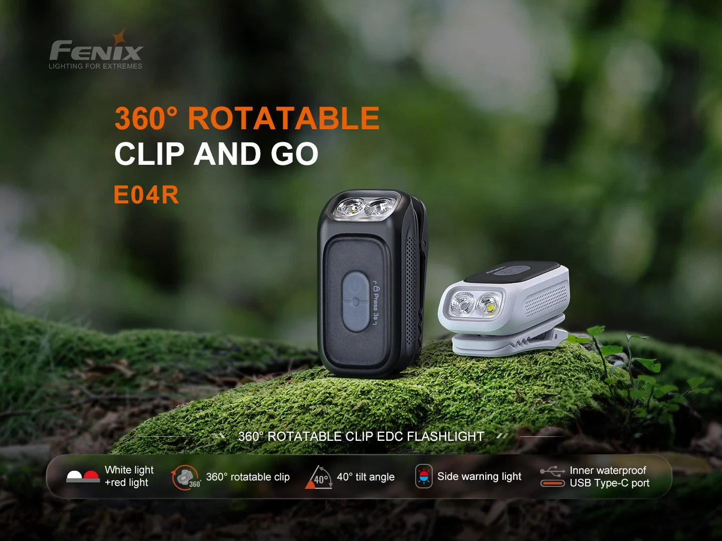 Fenix E04R - Lampe torche EDC compacte - 300 lumens